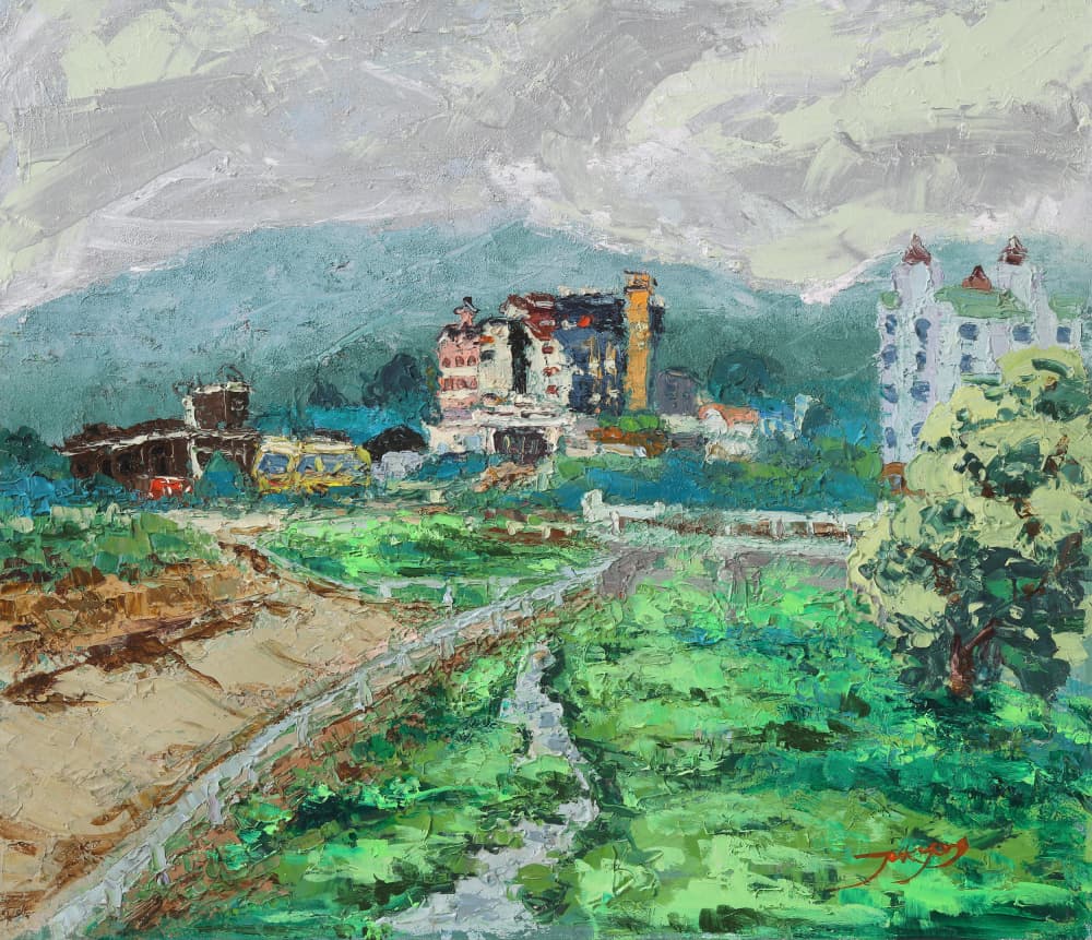 Serene Mountain Town by Jukyong Park — canvas wall art