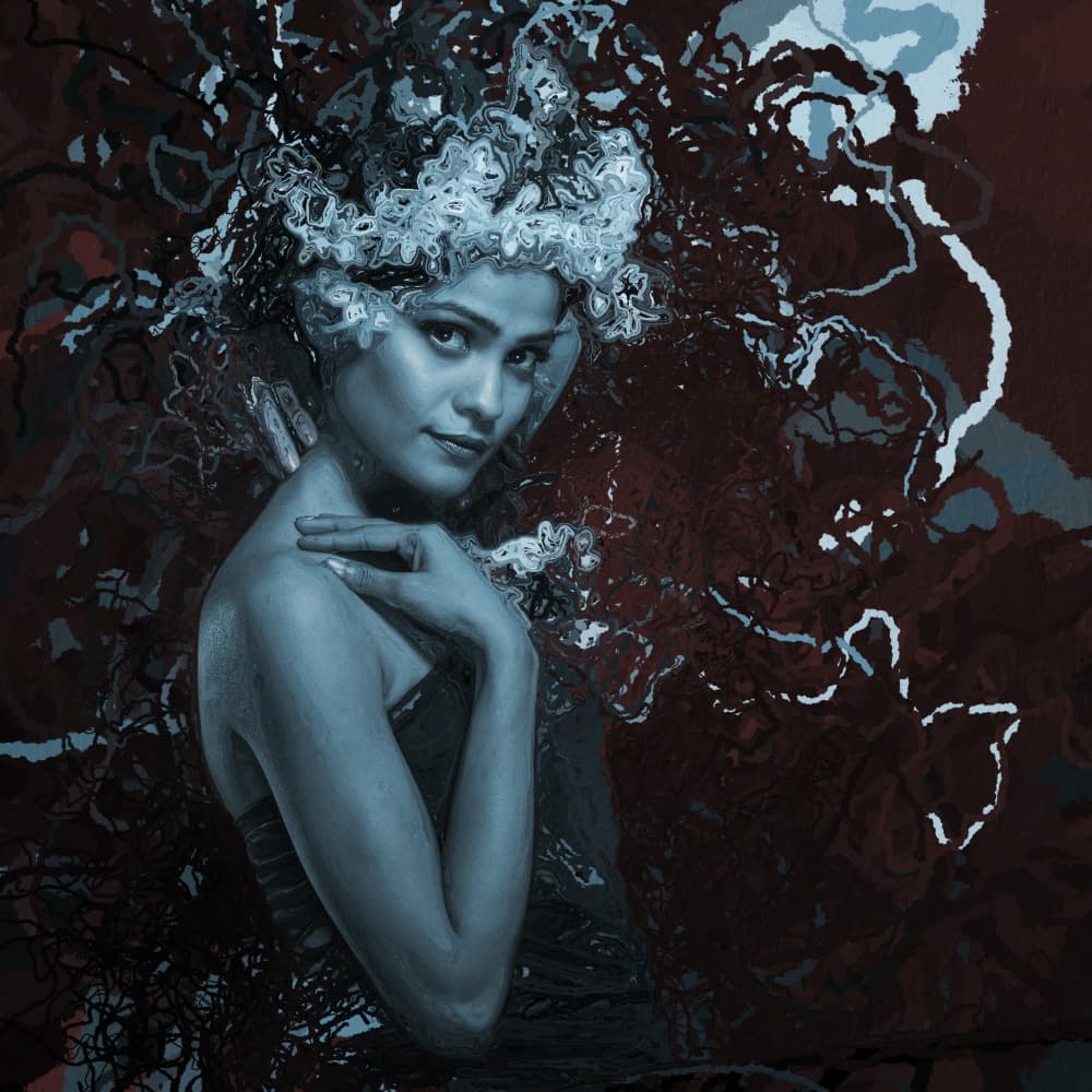 Ethereal Blue Portrait by Anita Singh — canvas wall art