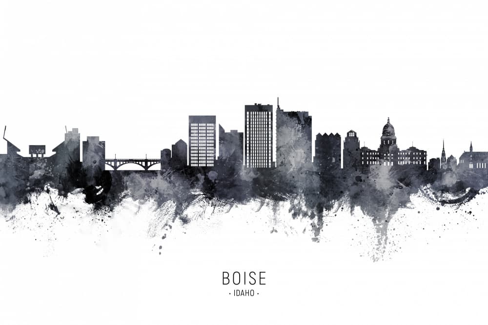 Boise Idaho Abstract Skyline by Michael Tompsett — canvas wall art