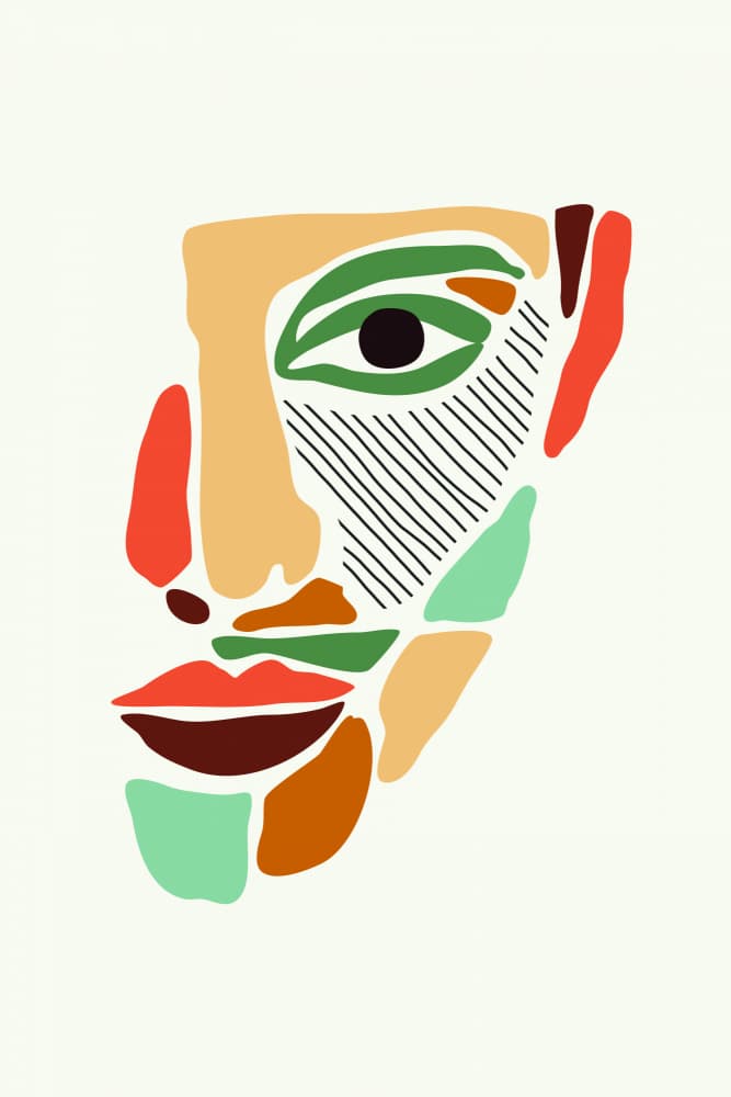 Colorful Abstract Face by jay stanley — canvas wall art