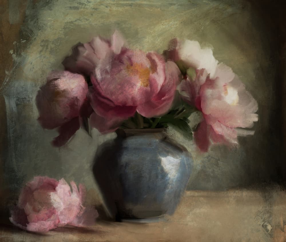 Pivoines En Rose by Dan Hobday — canvas wall art