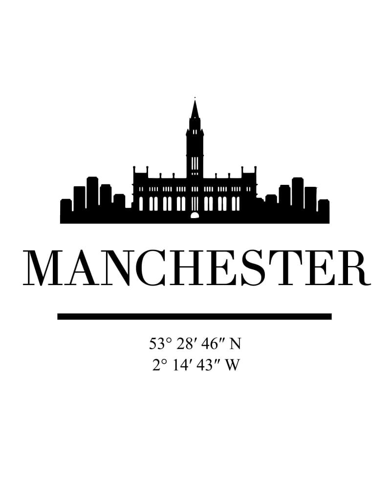 Manchester City Silhouette by Emiliano Deificus — canvas wall art