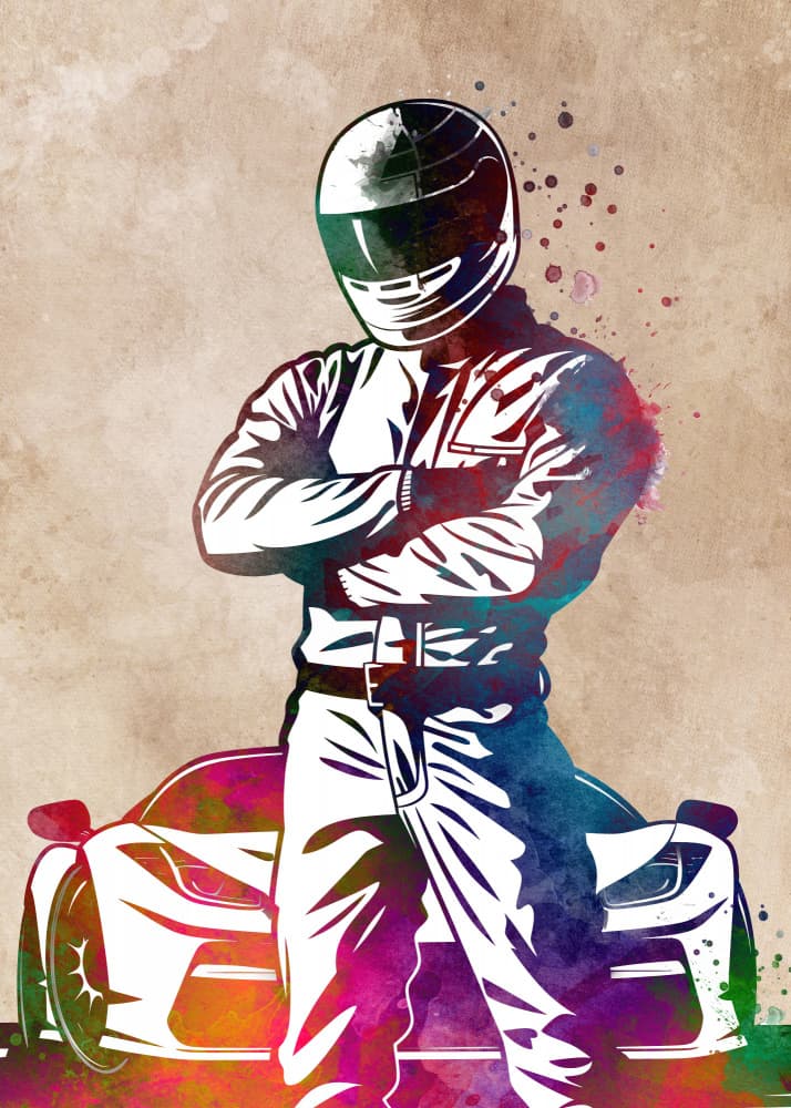 Racer and Sports Car by Justyna Jaszke — canvas wall art