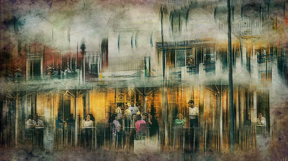 Urban Cafe Atmosphere by Jan van der Linden — canvas wall art