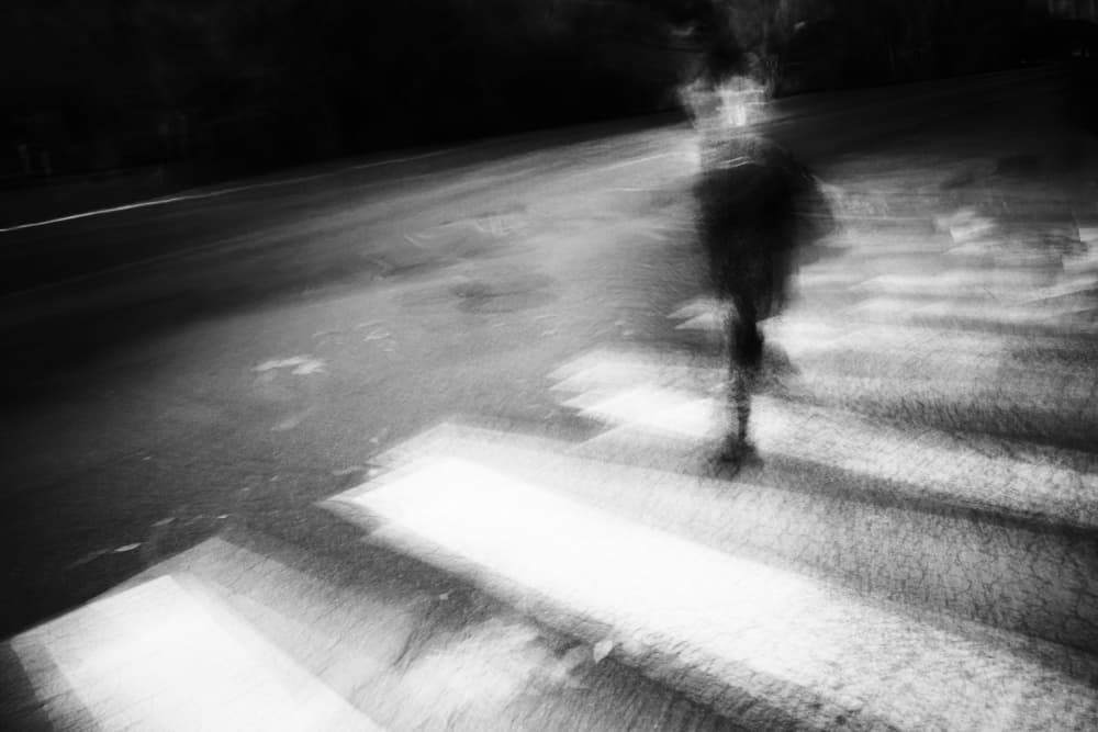 Blurred City Walker by Swen MUN — canvas wall art