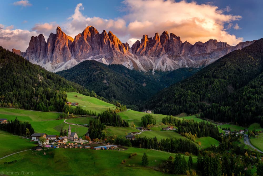 Dolomites Golden Hour Valley by Johnny Zhang — canvas wall art