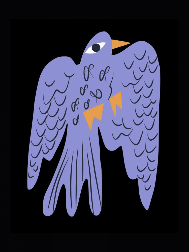 Whimsical Purple Bird by Little Dean — canvas wall art