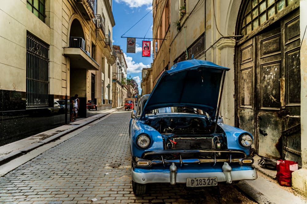 Blue Car Old Havana by Koji Morishige — canvas wall art