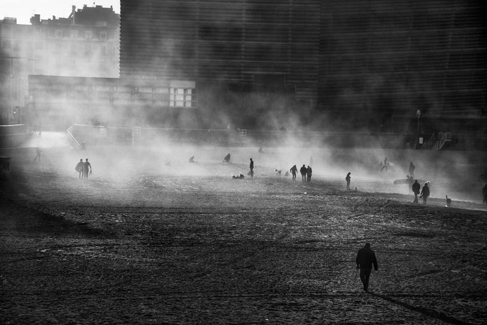 Hazy Urban Walkers by Jois Domont ( J.L.G.) — canvas wall art