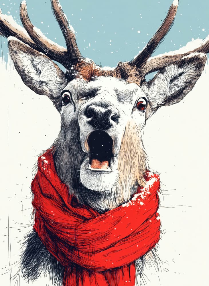 Singing Snow Deer by Justyna Jaszke — canvas wall art