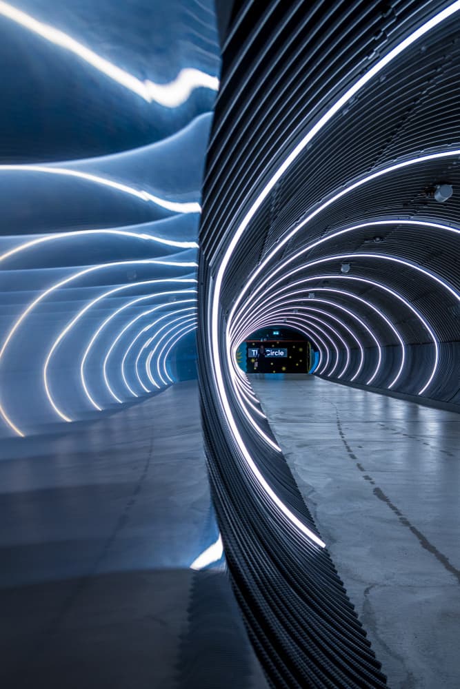 Glowing Blue Tunnel by Franco Tessarolo — canvas wall art