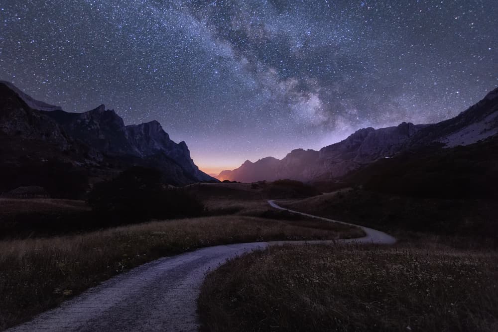 Milky Way Mountain Road by Sergio AbeVilla — canvas wall art