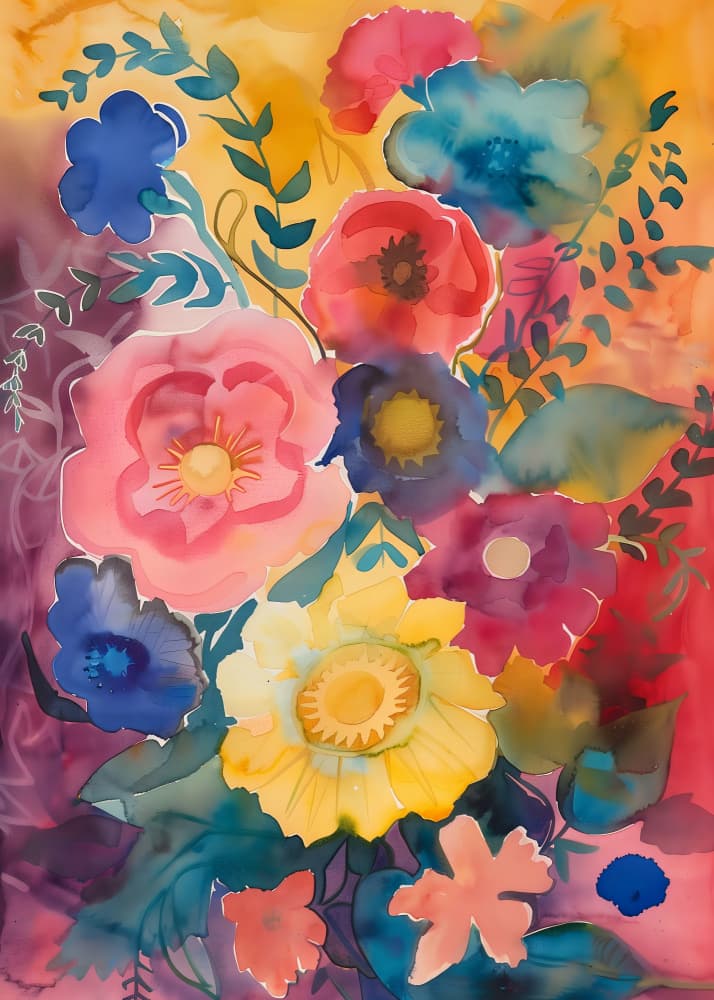 Vibrant Watercolor Bouquet by Andreas Magnusson — canvas wall art