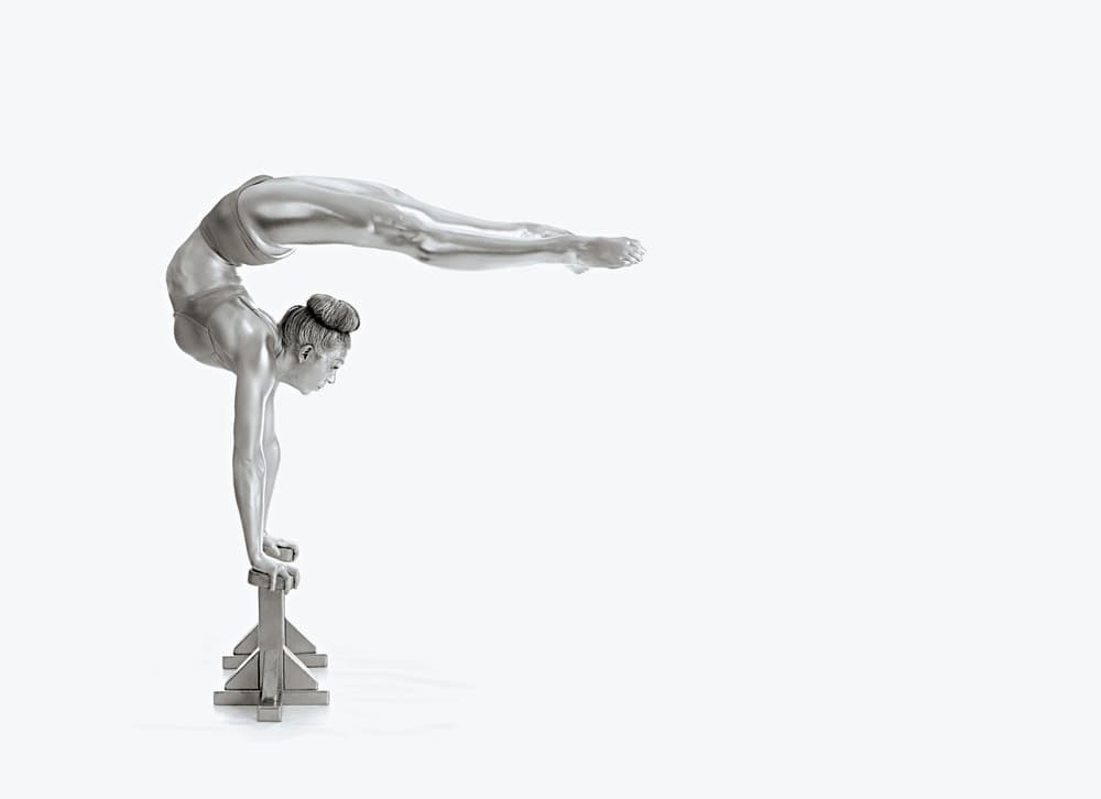 Silver Gymnast Handstand by Howard Ashton-Jones — canvas wall art