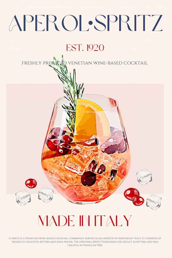Venetian Spritz Cocktail by Nazma Khokhar — canvas wall art