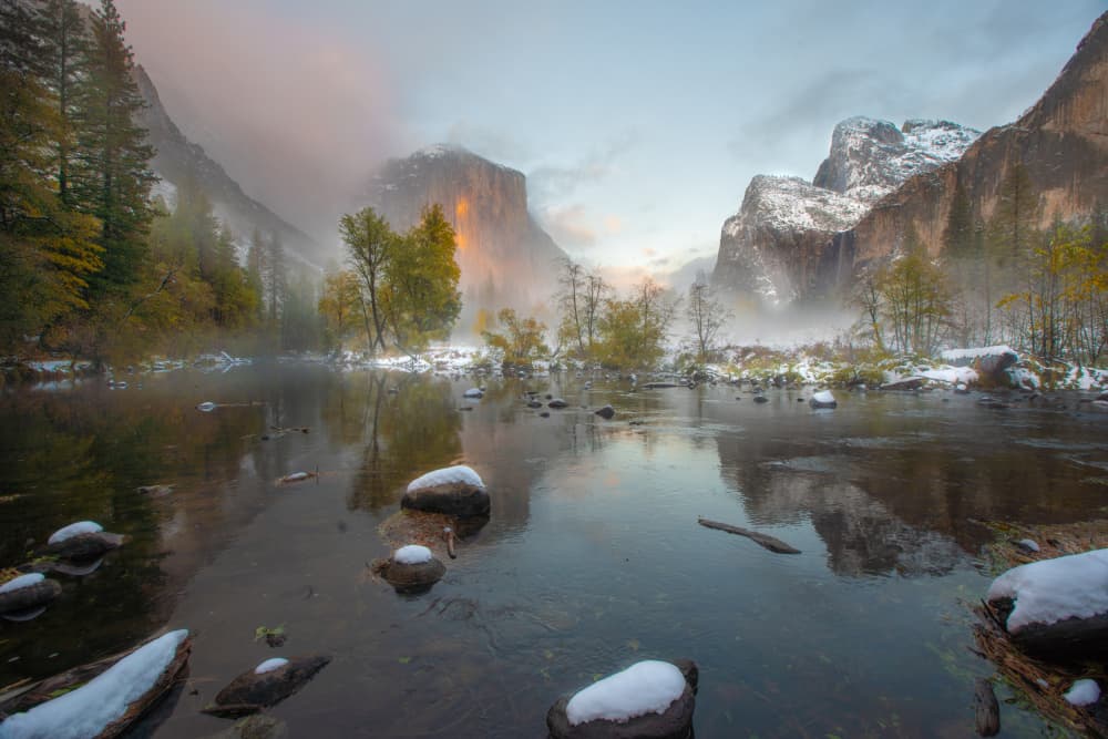 Yosemite Winter Glow by April Xie — canvas wall art