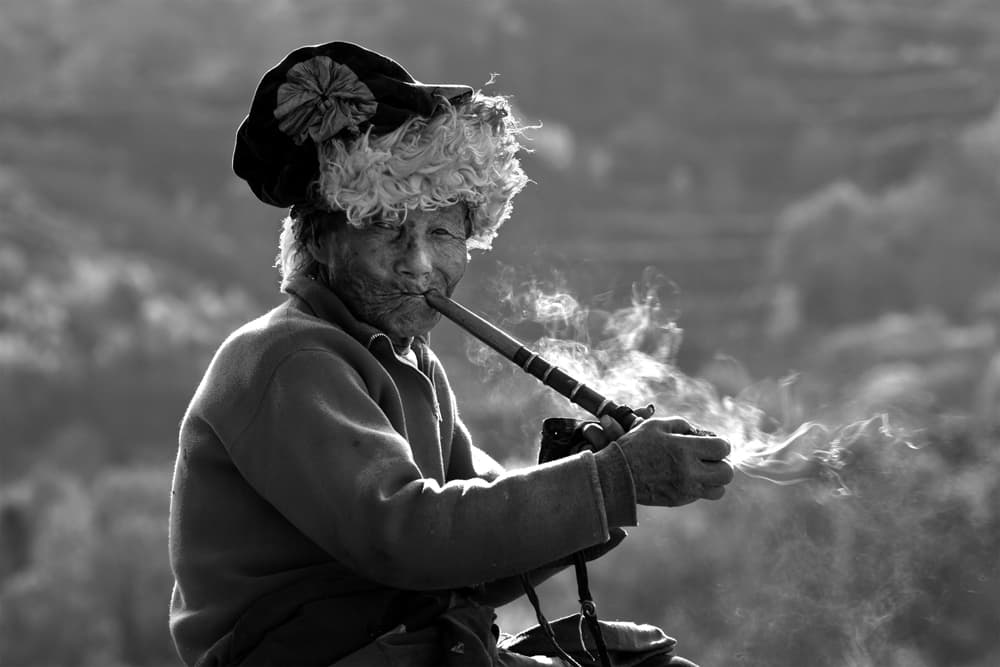 Wise Man Smoking Pipe by UU — canvas wall art