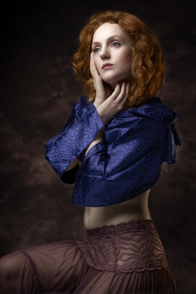 Captivating Redhead In Blue by Jan Slotboom — canvas wall art