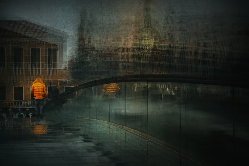 Venice Rainy Canal Walk by Damijan Sedevcic — canvas wall art