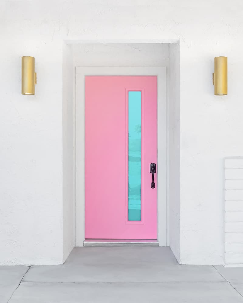 Pink Door with a Blue Window by Tom Windeknecht — canvas wall art