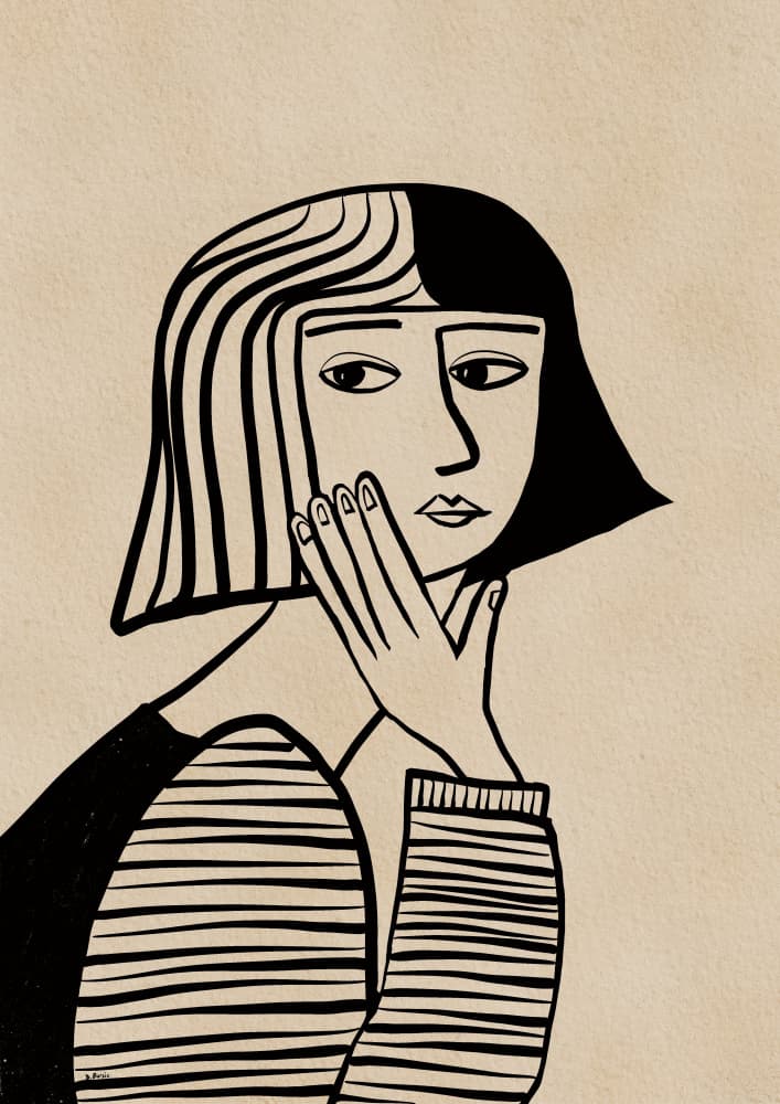 Pensive Minimalist Woman by Sharyn Bursic — canvas wall art