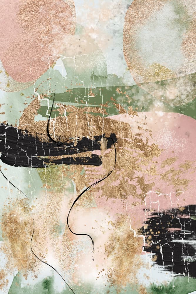 Blush Sage Gold Abstract by Sally Ann Moss — canvas wall art