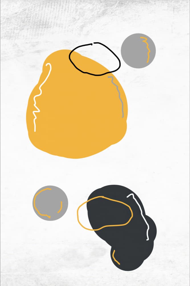 Yellow Gray Organic Shapes by Rafal Kulik — canvas wall art