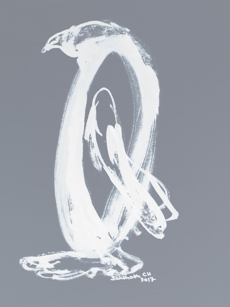 White Brushstroke Penguin by Santhosh ch — canvas wall art
