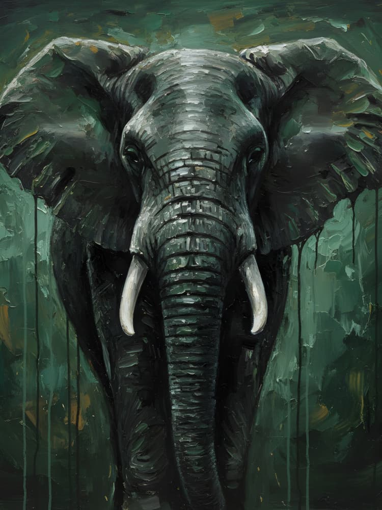 Green Jungle Elephant by HUGO — canvas wall art