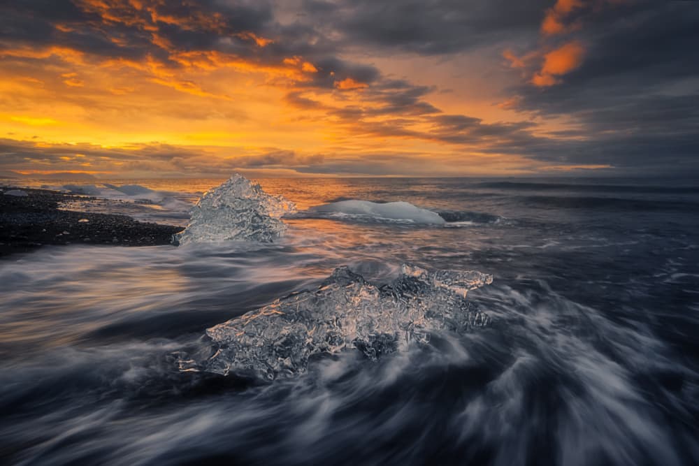 Golden Sunset Ice by Lydia Jacobs — canvas wall art