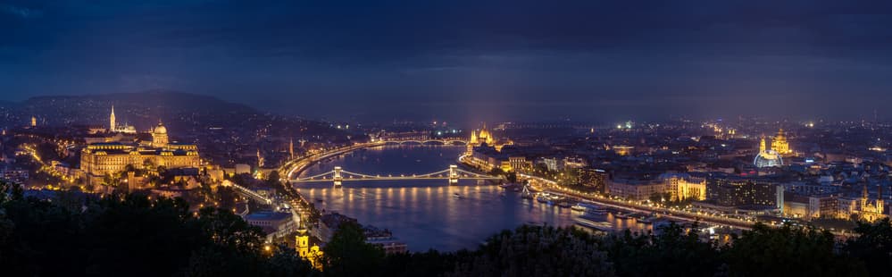 Budapest Night Lights by Thomas D Mørkeberg — canvas wall art