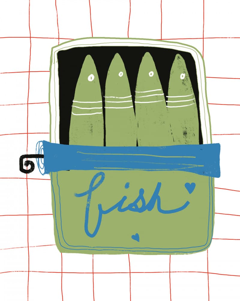 Green Fish Can by Bronwyn Baker — canvas wall art
