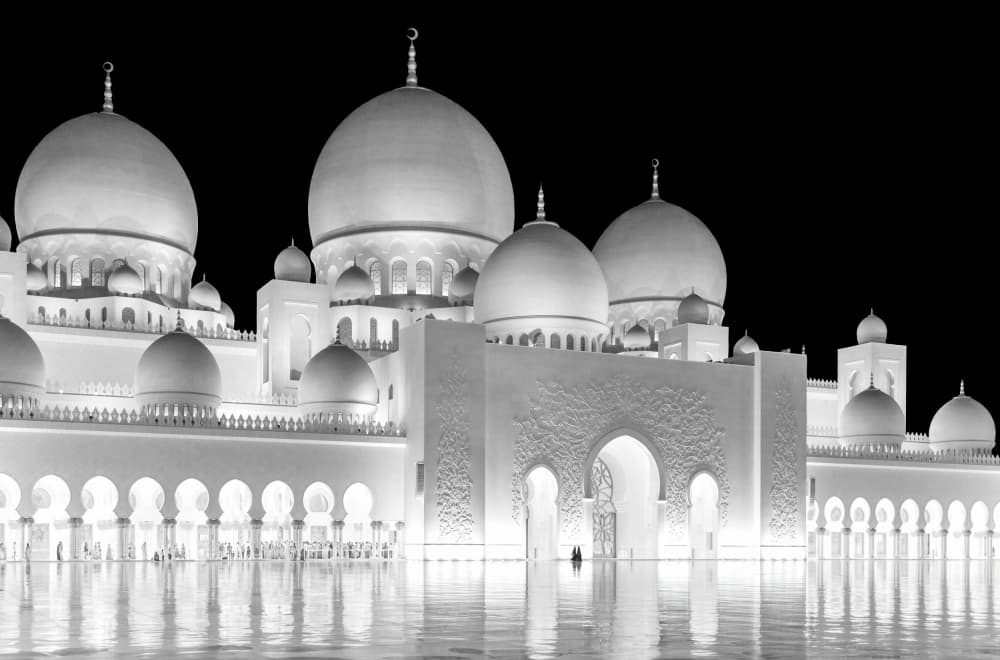 Abu Dhabi Mosque Reflection by Jie Jin — canvas wall art