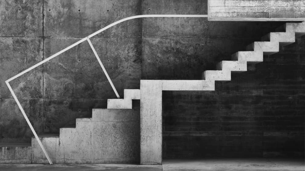 Geometric Brutalist Stairs by Jose Gadea — canvas wall art