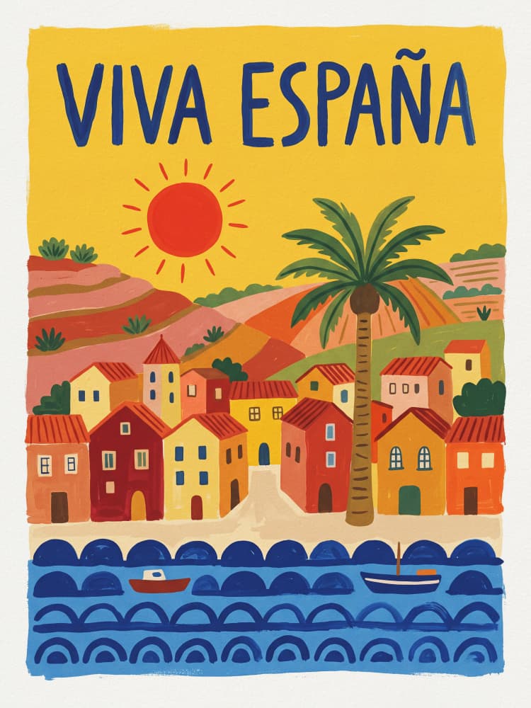 Viva España Coastal Village by Andreas Magnusson — canvas wall art
