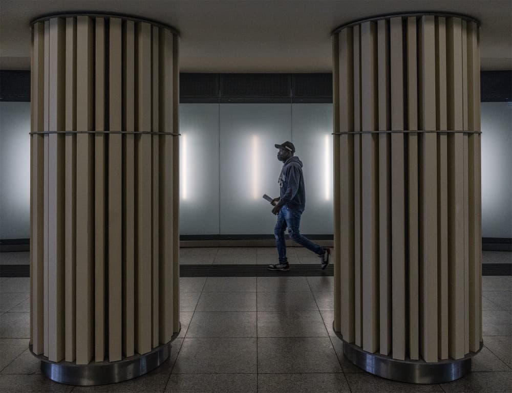 Walking Through Modern Columns by Jef Van den Houte — canvas wall art