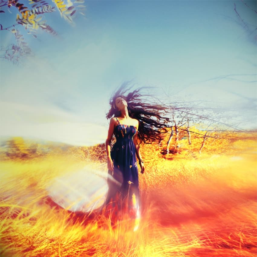 Fiery Field Woman by Inga Ivanova — canvas wall art
