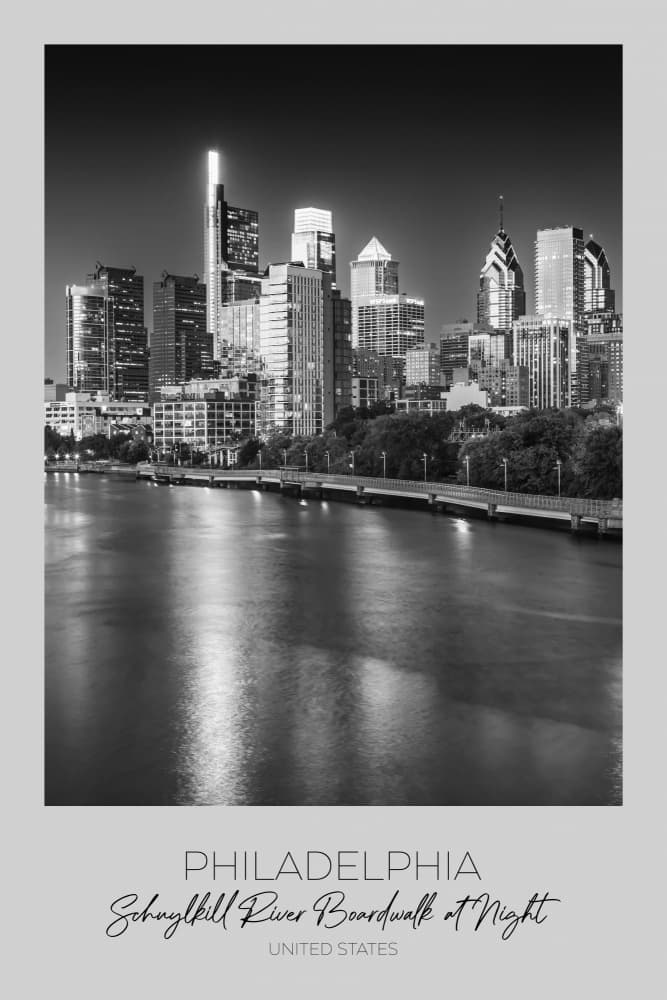 Philadelphia Night Skyline by Melanie Viola — canvas wall art