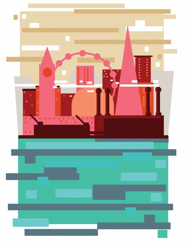 Colorful London Skyline by Nicholas — canvas wall art