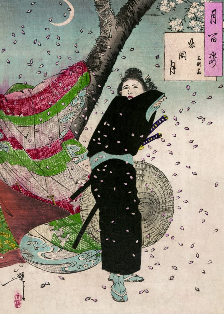 Japanese Woman, the Moon of Shinobugaoka (1904) by Yoshitoshi Tsukioka — canvas wall art