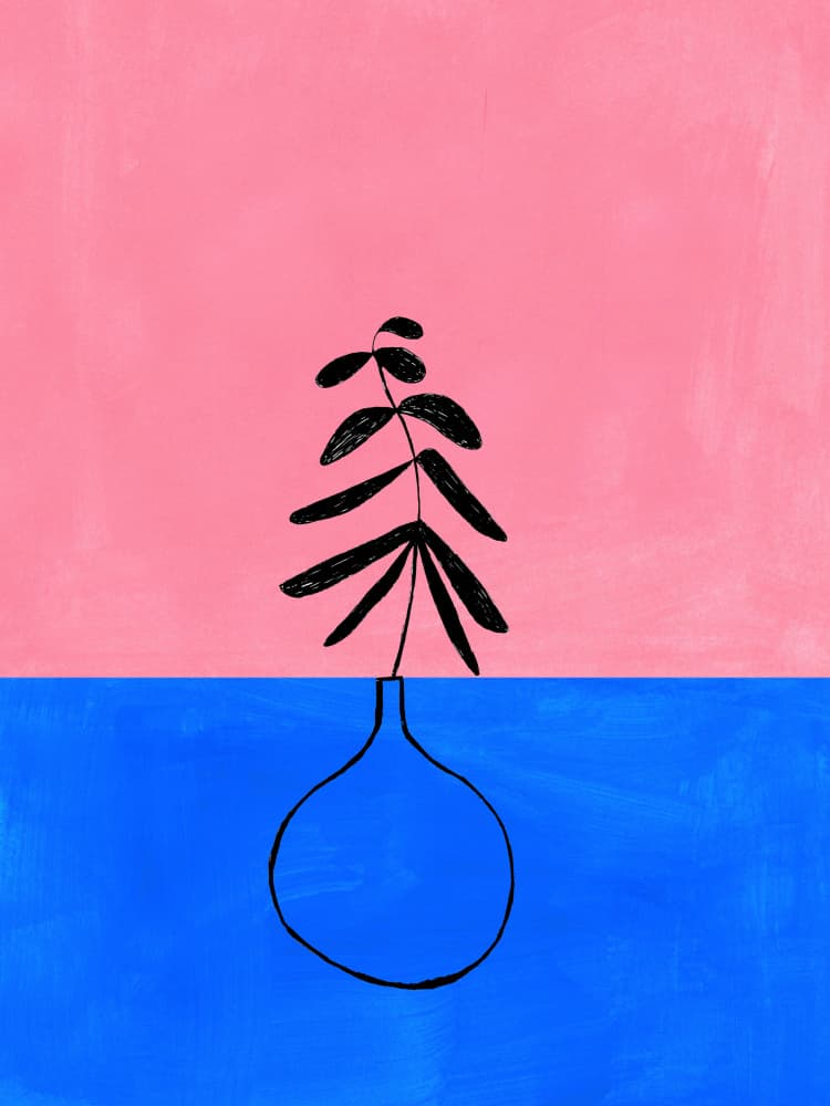 Pink Blue Botanical by Ejaaz Haniff — canvas wall art