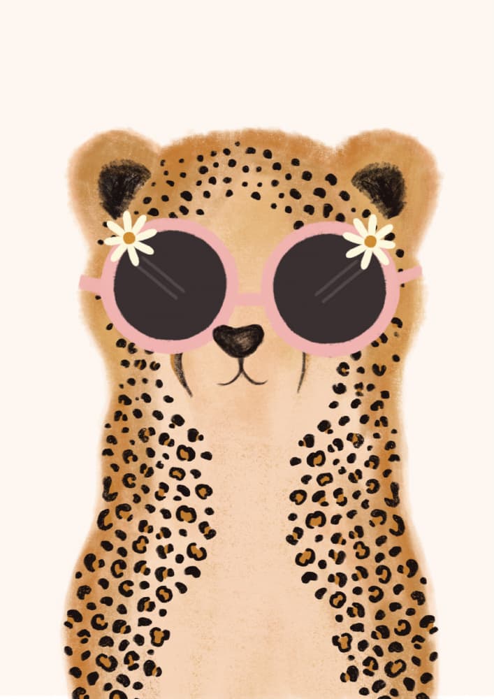 Pink Daisy Cheetah by Aislinn Simmonds — canvas wall art
