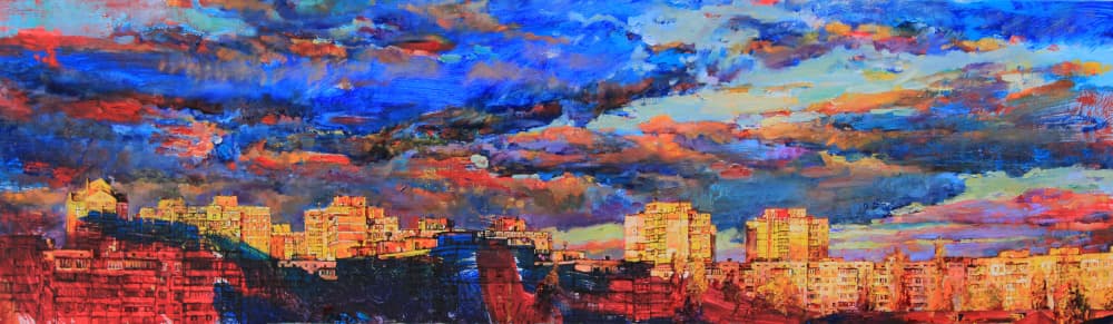 Vibrant City Sunset by Andrii Kutsachenko — canvas wall art