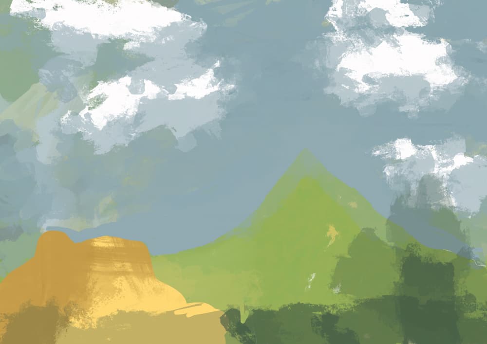 Painterly Mountain Landscape by Sharyn Bursic — canvas wall art