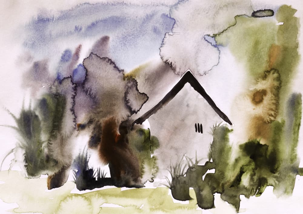 Dreamy Watercolor House by Santhosh ch — canvas wall art