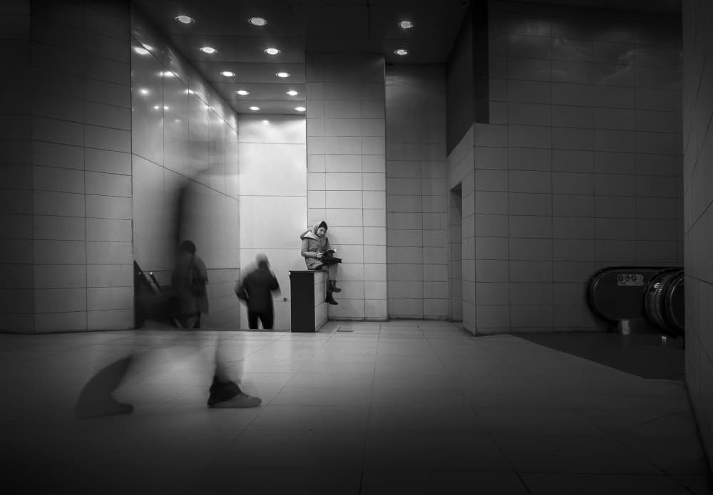 Urban Motion Subway Scene by Mitra Bahmani — canvas wall art