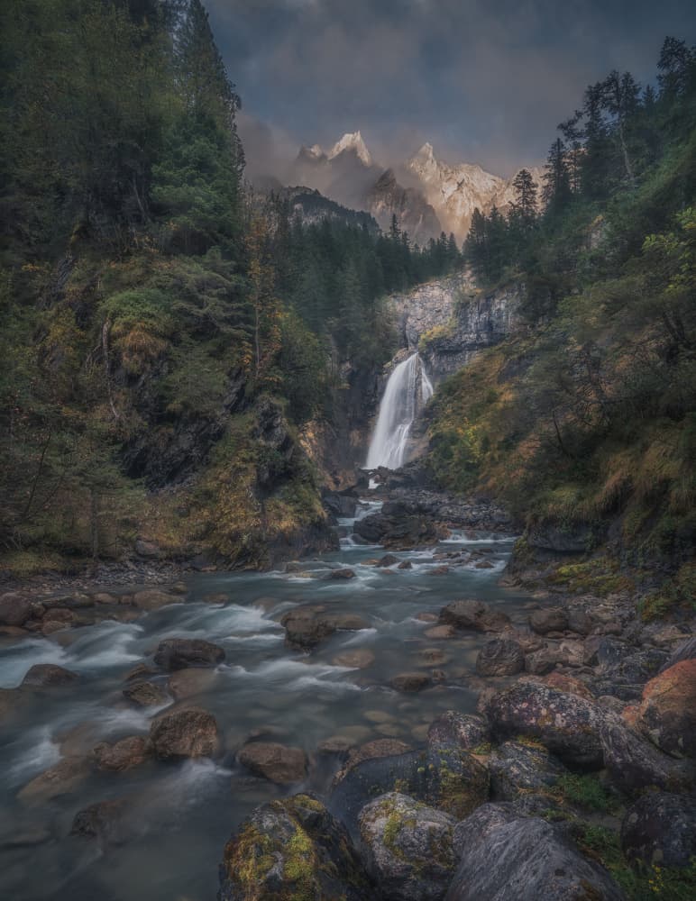 Powerful Mountain Waterfall by Marko Klavs — canvas wall art
