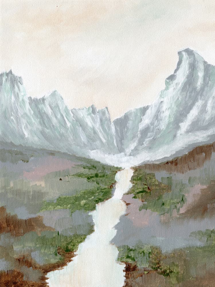 Serene Mountain Valley by Nikita Jariwala — canvas wall art
