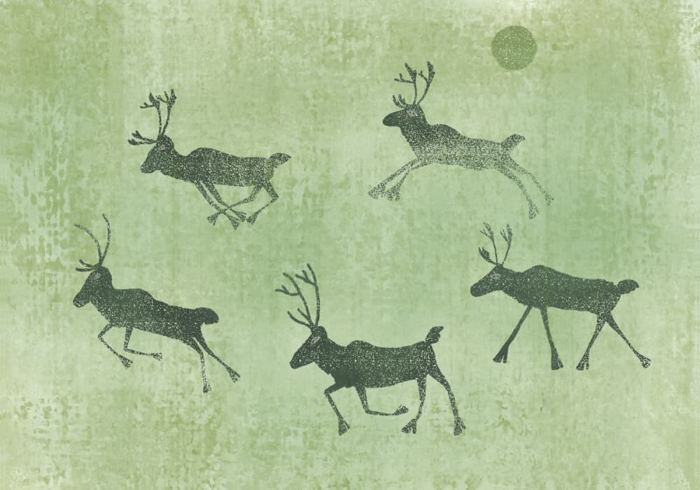 Primitive Deer Run by Aliya Putrus — canvas wall art