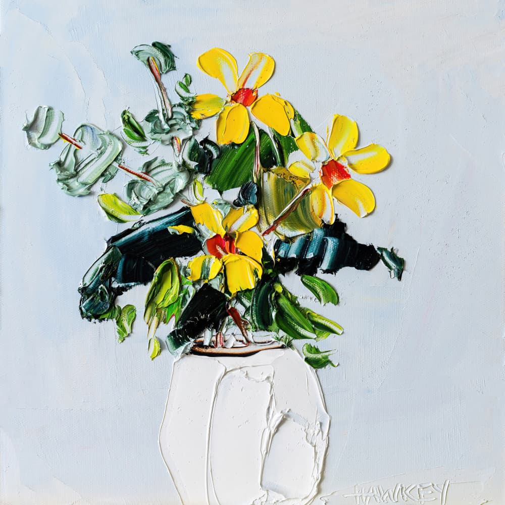 Vibrant Impasto Flowers by Angela Hawkey — canvas wall art